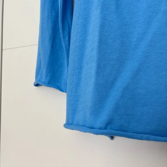 Skims Rare Cotton Jersey Swim Cover-Up Tie Front Long Sleeve Top NWT in Tide - Picture 10 of 10